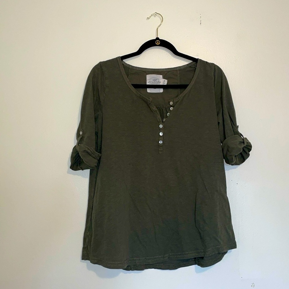 L.O.G.G. By H&M | Olive Green Quarter Sleeve Blouse